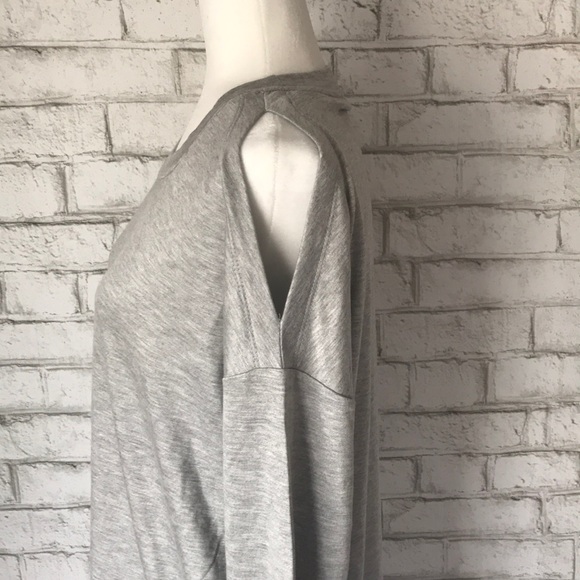 Gray Long Sleeve Cold Shoulder Top - Picture 6 of 7
